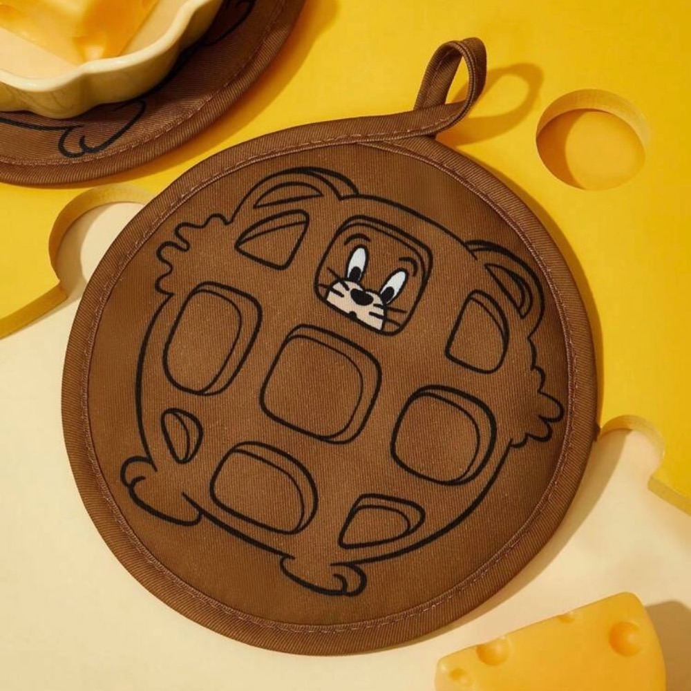 正版聯名 TOM&JERRY湯姆貓和傑利鼠 85週年 華哥夫老鼠圓形隔熱墊手套-規格圖9