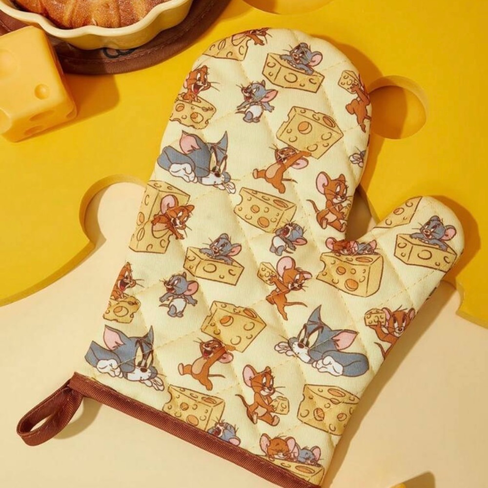 正版聯名 TOM&JERRY湯姆貓和傑利鼠 85週年 華哥夫老鼠圓形隔熱墊手套-規格圖9