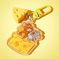 正版聯名 TOM&amp;JERRY湯姆貓和傑利鼠 85週年 老鼠與奶酪壓克力鑰匙圈 包包吊飾