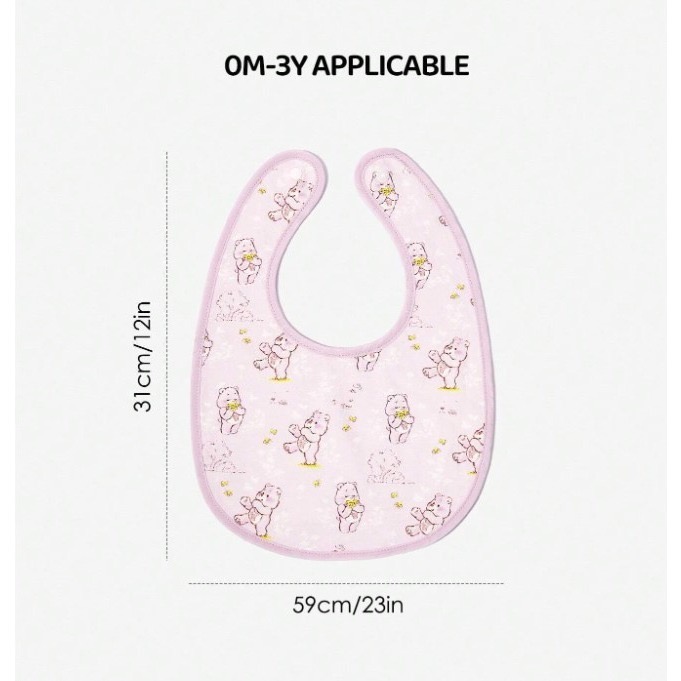 正版聯名 彩虹熊Care Bears 4 件組棉質卡通熊印花嬰兒圍兜 口水巾-細節圖7