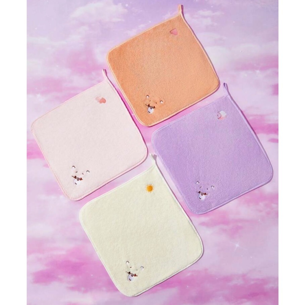 正版聯名 彩虹熊Care Bears 4件組30x30cm珊瑚絨嬰兒小毛巾 柔軟吸水小毛巾-細節圖2