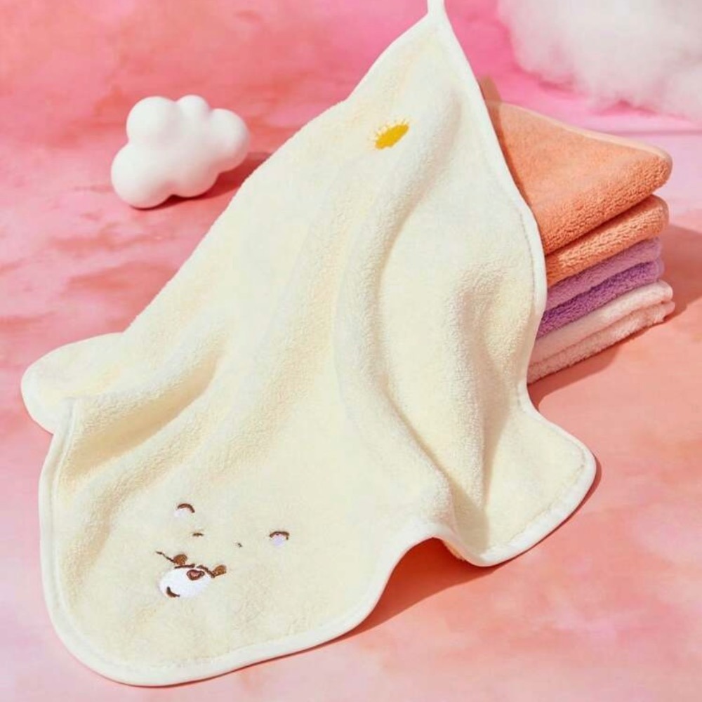 正版聯名 彩虹熊Care Bears 4件組30x30cm珊瑚絨嬰兒小毛巾 柔軟吸水小毛巾-細節圖3