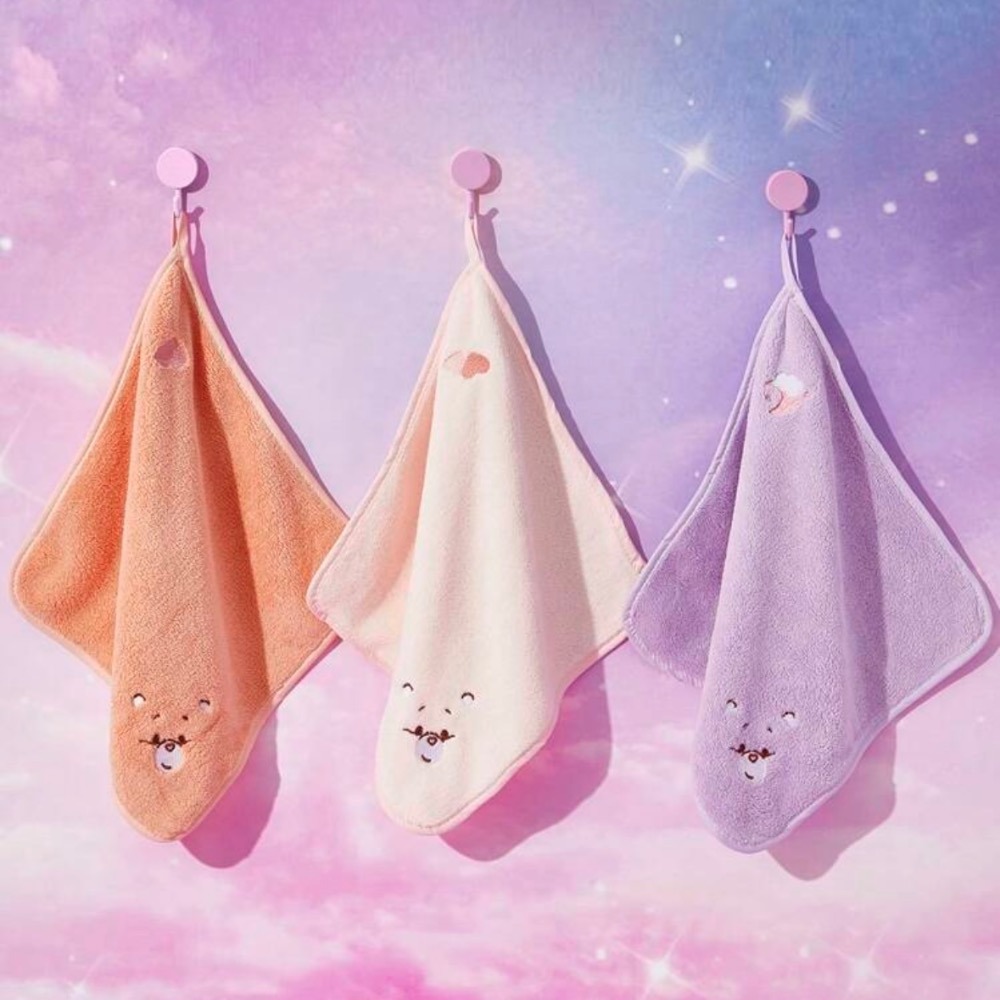 正版聯名 彩虹熊Care Bears 4件組30x30cm珊瑚絨嬰兒小毛巾 柔軟吸水小毛巾-細節圖4