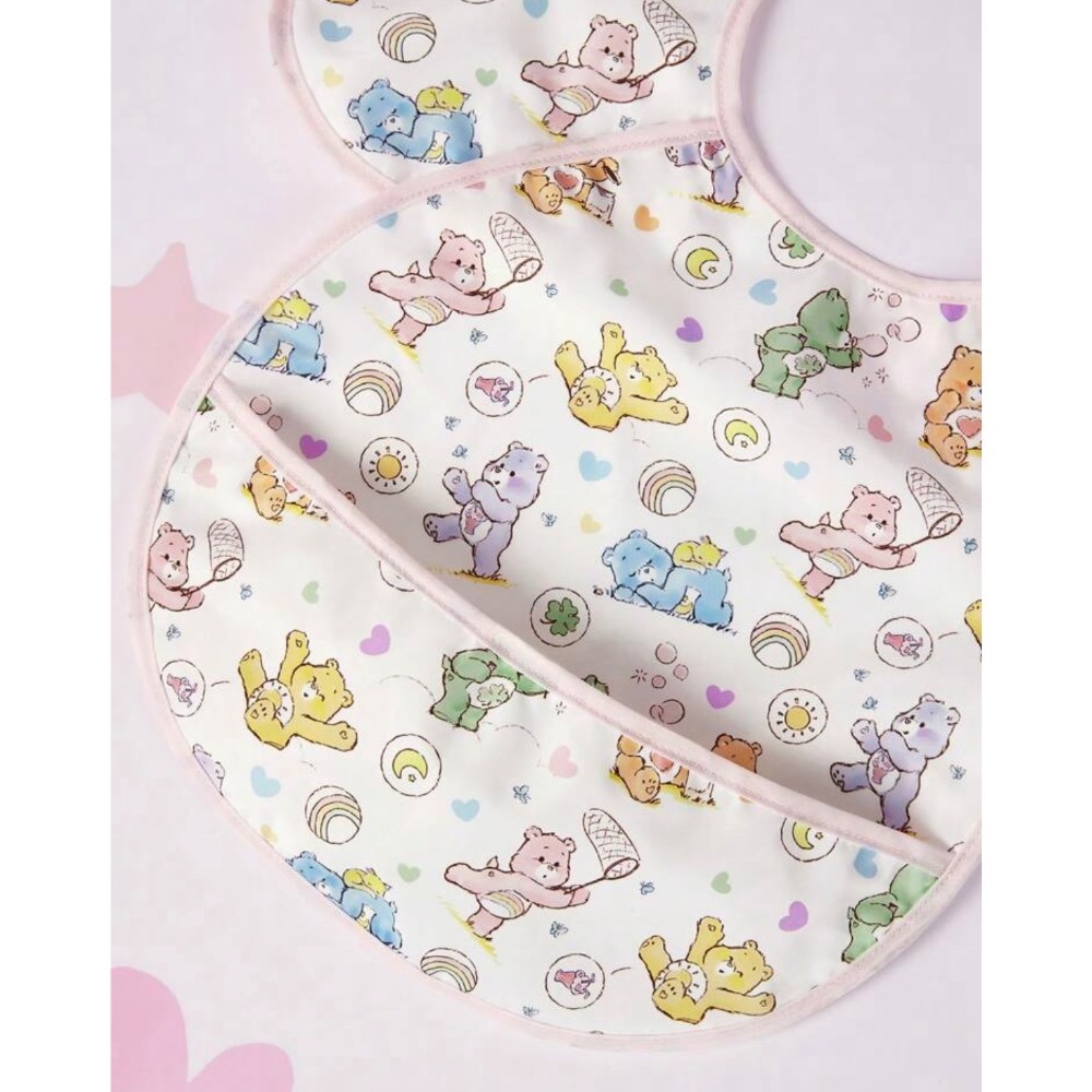 正版聯名 彩虹熊Care Bears 0-3歲嬰兒防水防油圍兜 防水罩衣 吃飯圍兜-細節圖3