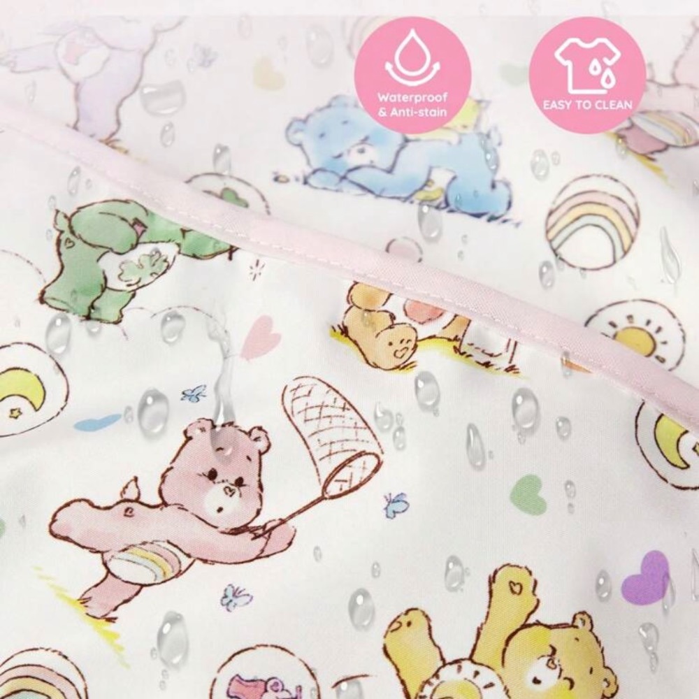 正版聯名 彩虹熊Care Bears 0-3歲嬰兒防水防油圍兜 防水罩衣 吃飯圍兜-細節圖4