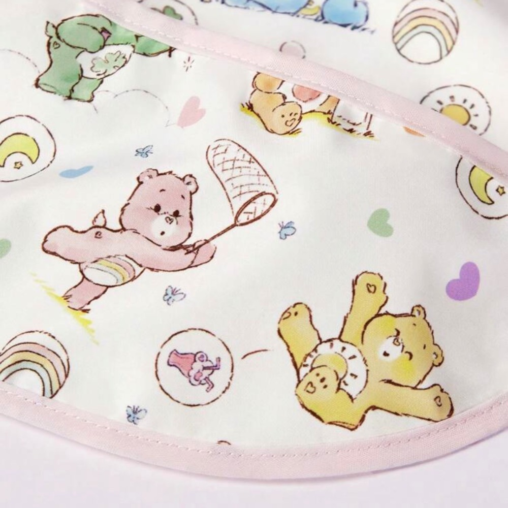 正版聯名 彩虹熊Care Bears 0-3歲嬰兒防水防油圍兜 防水罩衣 吃飯圍兜-細節圖6
