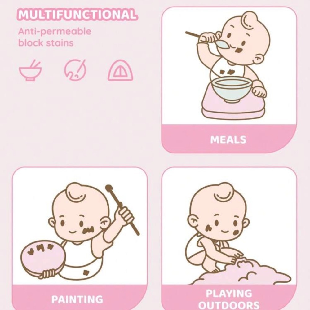 正版聯名 彩虹熊Care Bears 0-3歲嬰兒防水防油圍兜 防水罩衣 吃飯圍兜-細節圖8