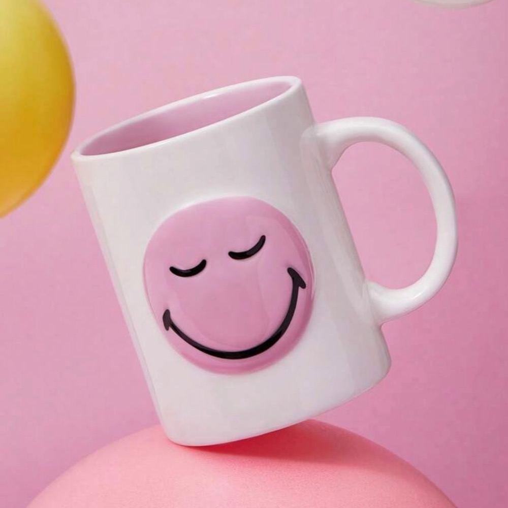 正版聯名 SmileyWorld®粉色笑臉造型馬克杯 杯子-規格圖11