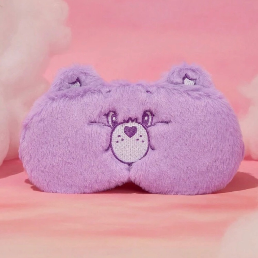 正版聯名 彩虹熊Care Bears 可愛刺繡絨毛眼罩（粉/紫二色）-規格圖11