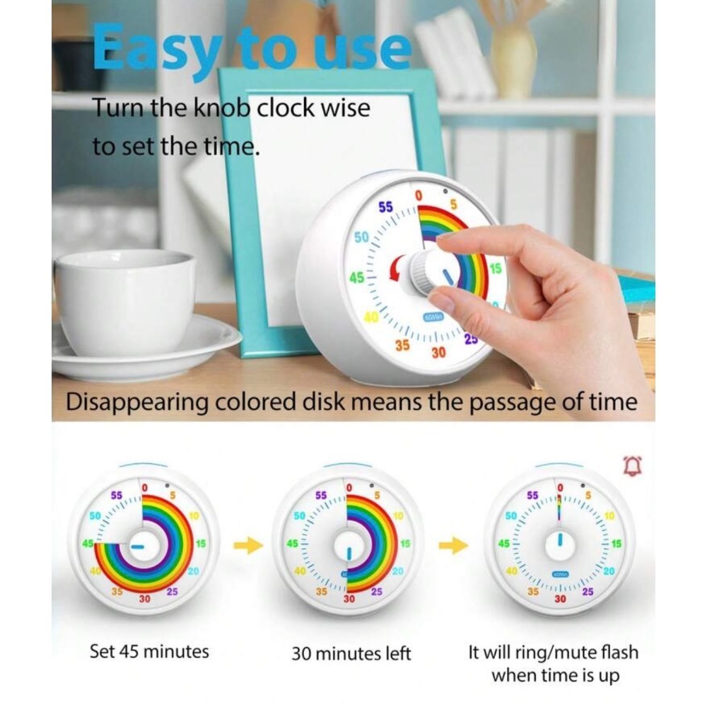 Conchstar60分鐘可視化計時器 兒童自律定時器 倒數計時器 學習提醒時鐘 時間管理器-細節圖8
