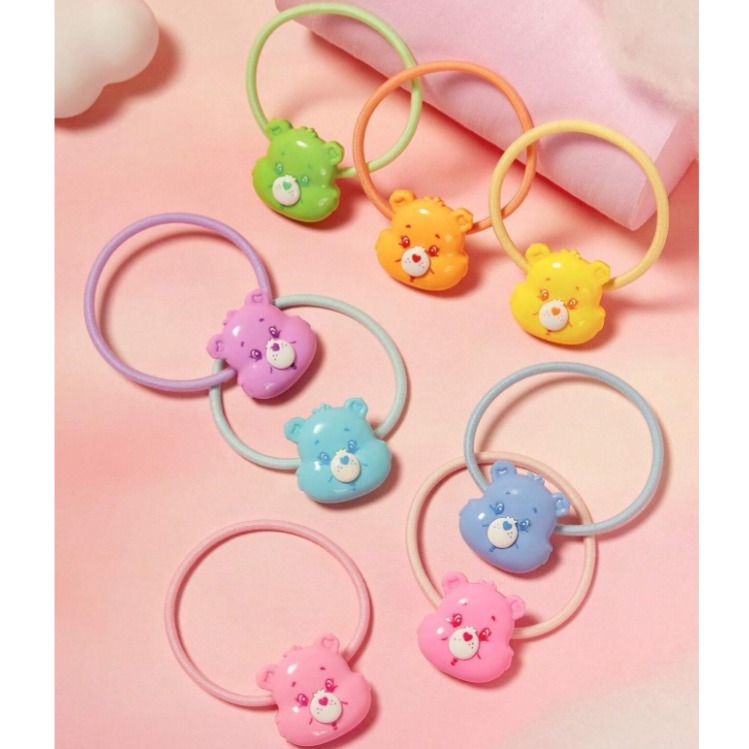正版聯名 彩虹熊Care Bears 6件組可愛迷你熊造型髮夾髮飾-規格圖8