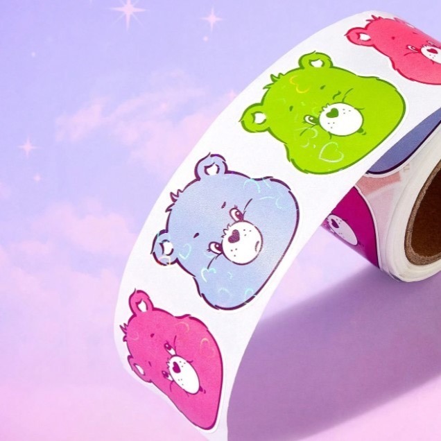 正版聯名 彩虹熊Care Bears  1卷卡通熊圖案貼紙-規格圖7