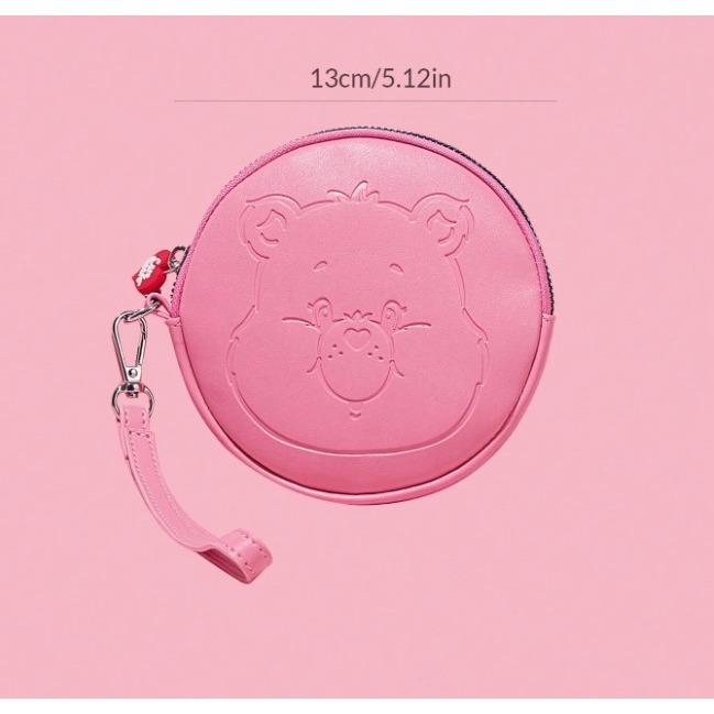正版聯名 彩虹熊Care Bears 可愛卡通熊粉色刺繡毛絨零錢包 卡包-規格圖11