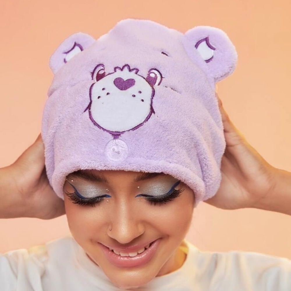 正版聯名 彩虹熊Care Bears 愛心熊吸水髮帽 乾髮帽髮巾-規格圖11