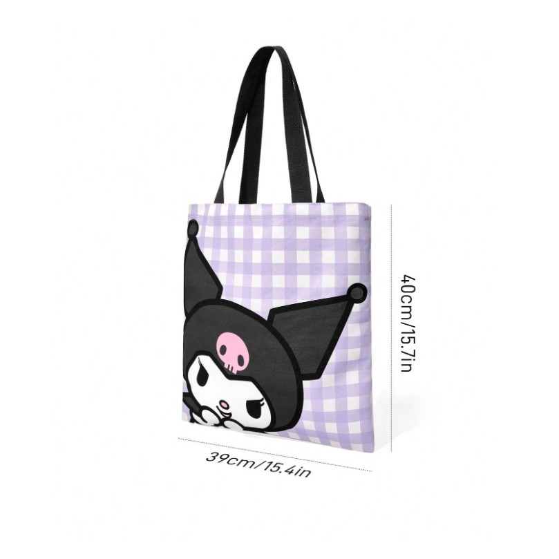 正版聯名 三麗鷗庫洛米 HELLO KITTY 可愛圖案帆布袋 手提包 購物袋-規格圖11