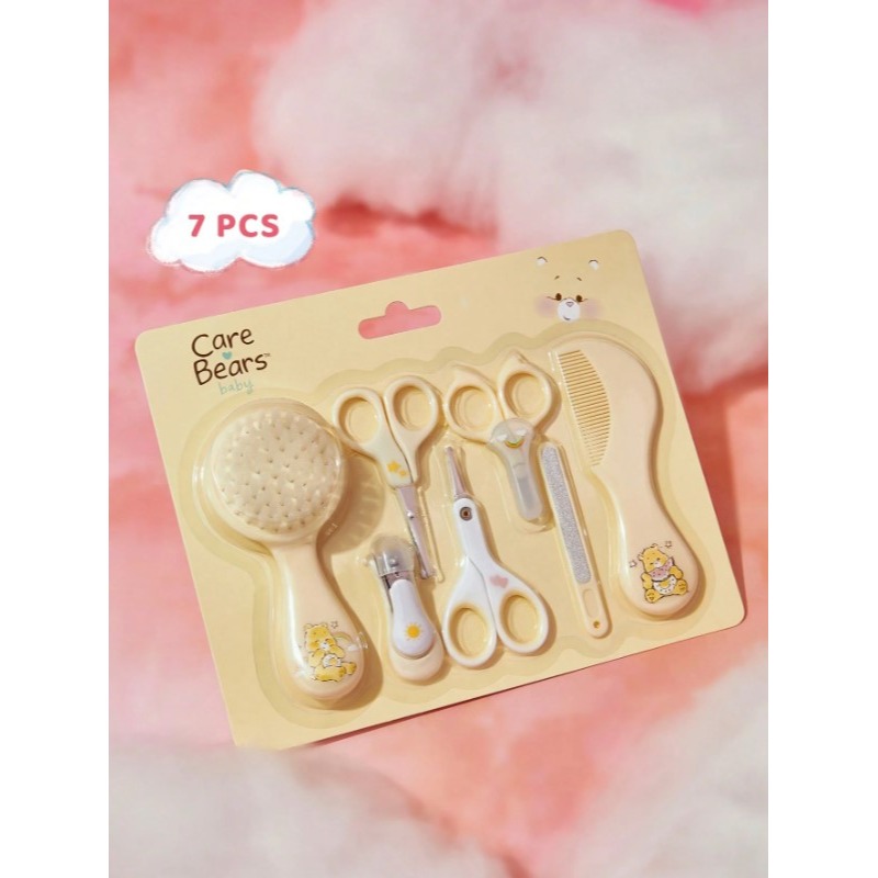 Care bears 7入組淺黃色頭髮刷指甲護理套裝 寶寶梳子 修甲工具-細節圖2