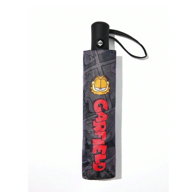 正版聯名 GARFIELD加菲貓 黑色造型自動開合三折自動傘 黑膠防曬塗層抗UV防曬雨傘-細節圖7