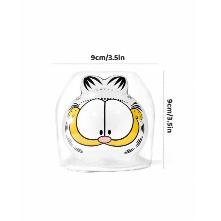 正版聯名 GARFIELD加菲貓 300ml卡通圖案高硼硅透明玻璃杯 耐熱水杯 杯子-細節圖5