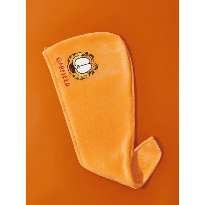 正版聯名 GARFIELD加菲貓 卡通珊瑚绒刺繡乾髮巾 吸水乾髮帽-細節圖6