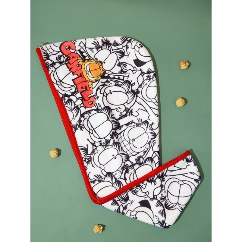 正版聯名 GARFIELD加菲貓 卡通珊瑚绒刺繡乾髮巾 吸水乾髮帽-細節圖2