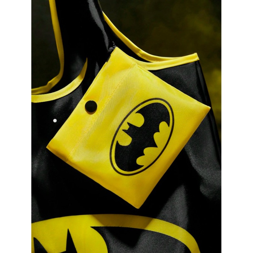 正版聯名 BATMAN蝙蝠俠 超級英雄黑色購物袋 可折疊可重複使用手提購物袋-細節圖4