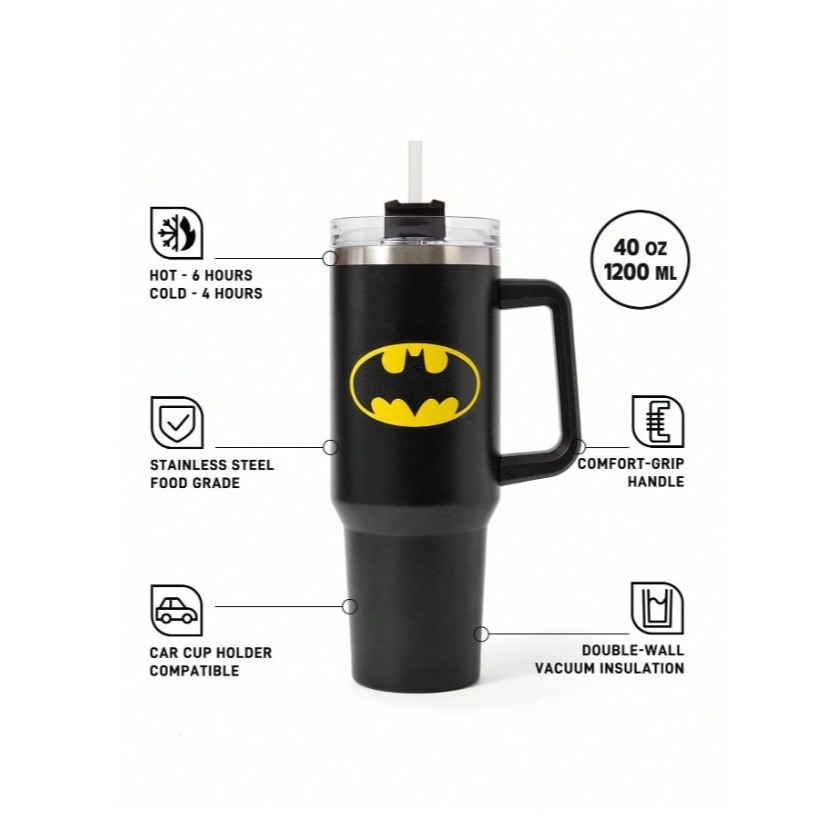 正版聯名 BATMAN蝙蝠俠 超級英雄1200ml帶手柄防漏不鏽鋼保溫杯-細節圖7
