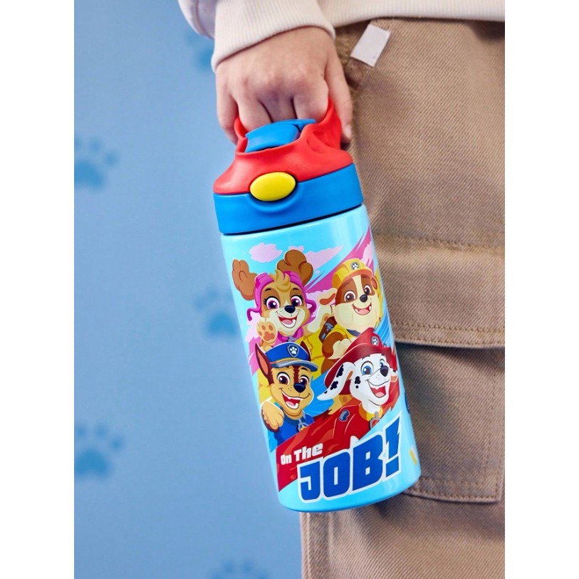 正版聯名 汪汪隊 PAW Patrol 500ml不銹鋼卡通圖案不鏽鋼保溫杯 附蓋防漏矽膠吸管-細節圖2
