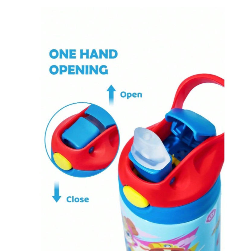 正版聯名 汪汪隊 PAW Patrol 500ml不銹鋼卡通圖案不鏽鋼保溫杯 附蓋防漏矽膠吸管-細節圖4