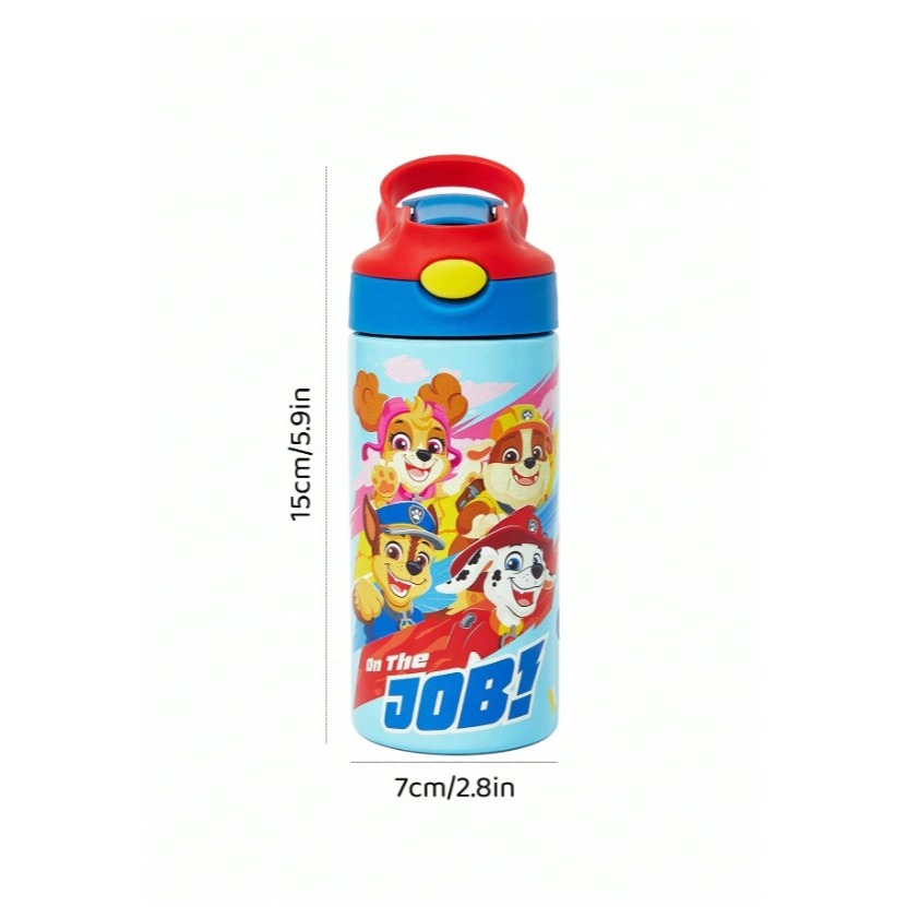 正版聯名 汪汪隊 PAW Patrol 500ml不銹鋼卡通圖案不鏽鋼保溫杯 附蓋防漏矽膠吸管-細節圖6