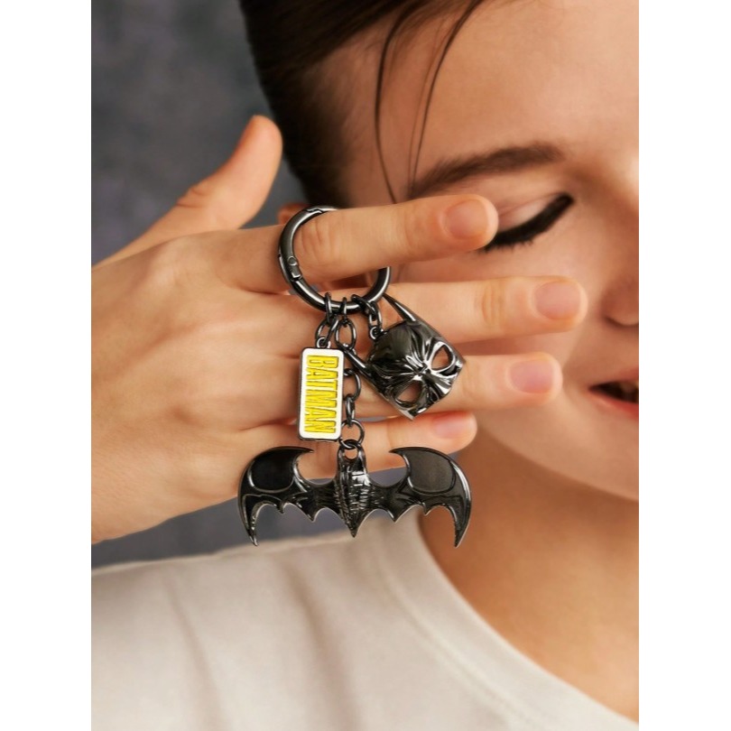正版聯名 BATMAN蝙蝠俠 英雄面具和蝙蝠腳色金屬吊飾 鑰匙圈-細節圖3