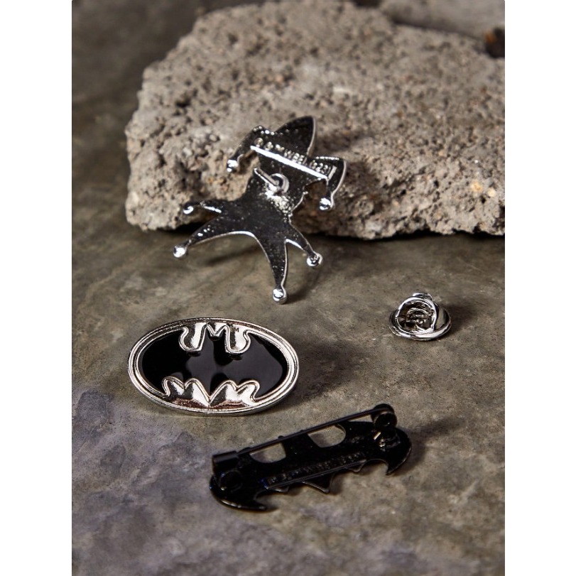 正版聯名 BATMAN蝙蝠俠 超級英雄3 件組蝙蝠形狀金屬胸針別針-細節圖2
