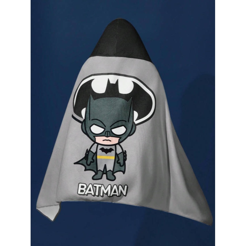 正版聯名 BATMAN蝙蝠俠 超級英雄可愛卡通英雄灰色連帽浴巾，超強吸水-細節圖4