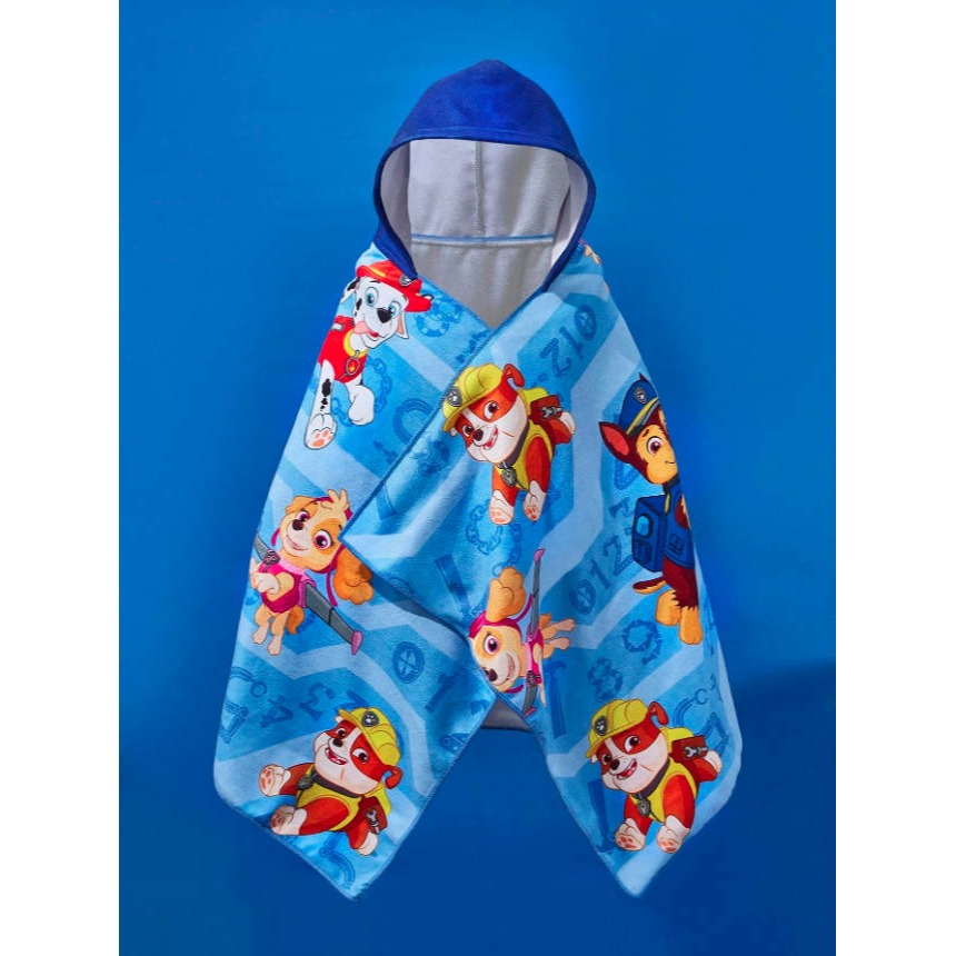 正版聯名 汪汪隊 PAW Patrol 卡通圖案兒童連帽浴巾-細節圖3
