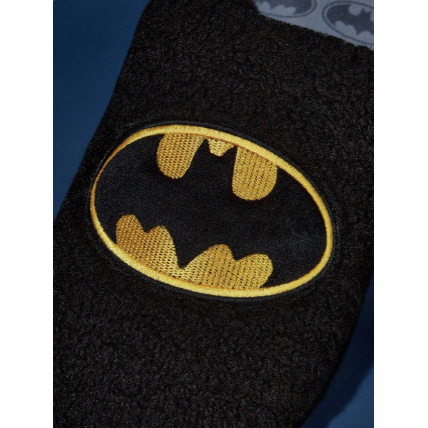 正版聯名 BATMAN蝙蝠俠 超級英雄黑色蝙蝠毛絨防滑室內拖鞋 保暖拖鞋-細節圖3