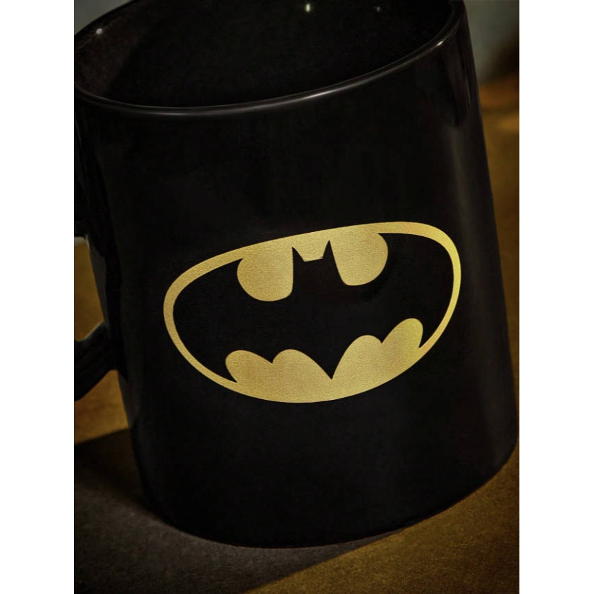 正版聯名 BATMAN蝙蝠俠 超級英雄蝙蝠圖案黑色400ml馬克杯 印花陶瓷杯-細節圖3