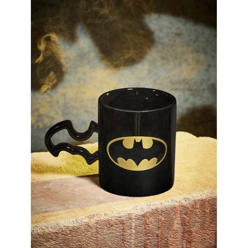 正版聯名 BATMAN蝙蝠俠 超級英雄蝙蝠圖案黑色400ml馬克杯 印花陶瓷杯-規格圖5