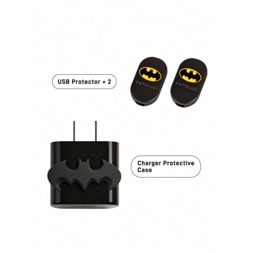 正版聯名 BATMAN蝙蝠俠 超級英雄蝙蝠圖案黑色充電線保護套 充電線整理收納 線套-細節圖6