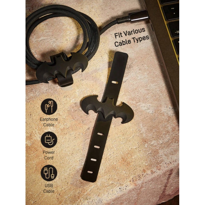 正版聯名 BATMAN蝙蝠俠 超級英雄蝙蝠圖案黑色充電線保護套 充電線整理收納 線套-細節圖8