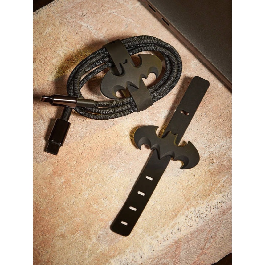 正版聯名 BATMAN蝙蝠俠 超級英雄蝙蝠圖案黑色充電線保護套 充電線整理收納 線套-細節圖9