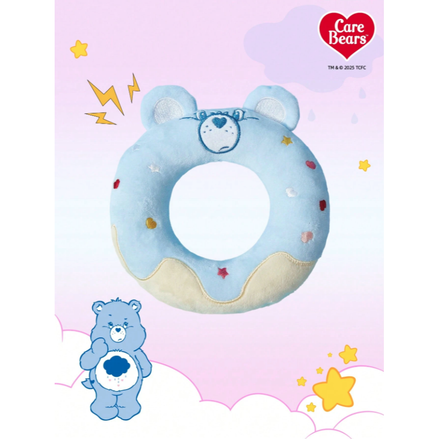 正版聯名 彩虹熊Care Bears 藍色心型小熊甜甜圈造型狗狗發聲玩具 狗狗玩具 寵物玩具-細節圖3