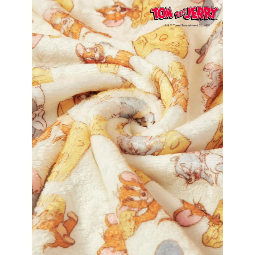 正版聯名 TOM&JERRY湯姆貓和傑利鼠印花毛絨保暖四季通用貓狗毯 寵物毯 寵物棉被 寵物墊 寵物毛毯-細節圖7