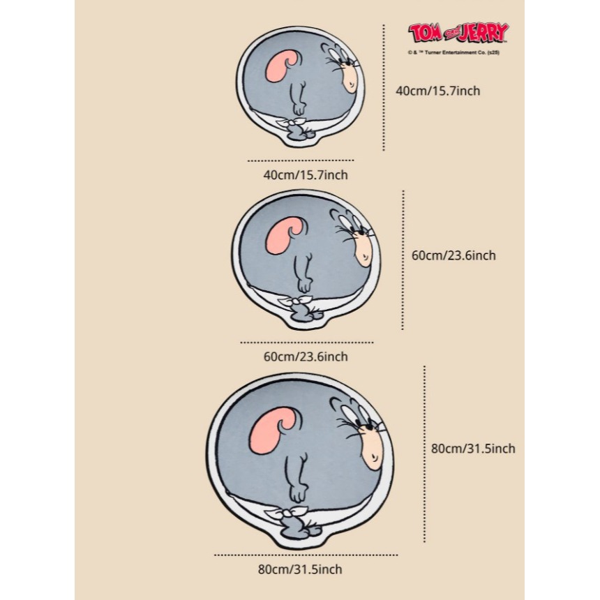 正版聯名 TOM&JERRY湯姆貓和傑利鼠 貓咪卡通柔軟毛絨地墊 地毯裝飾-細節圖7