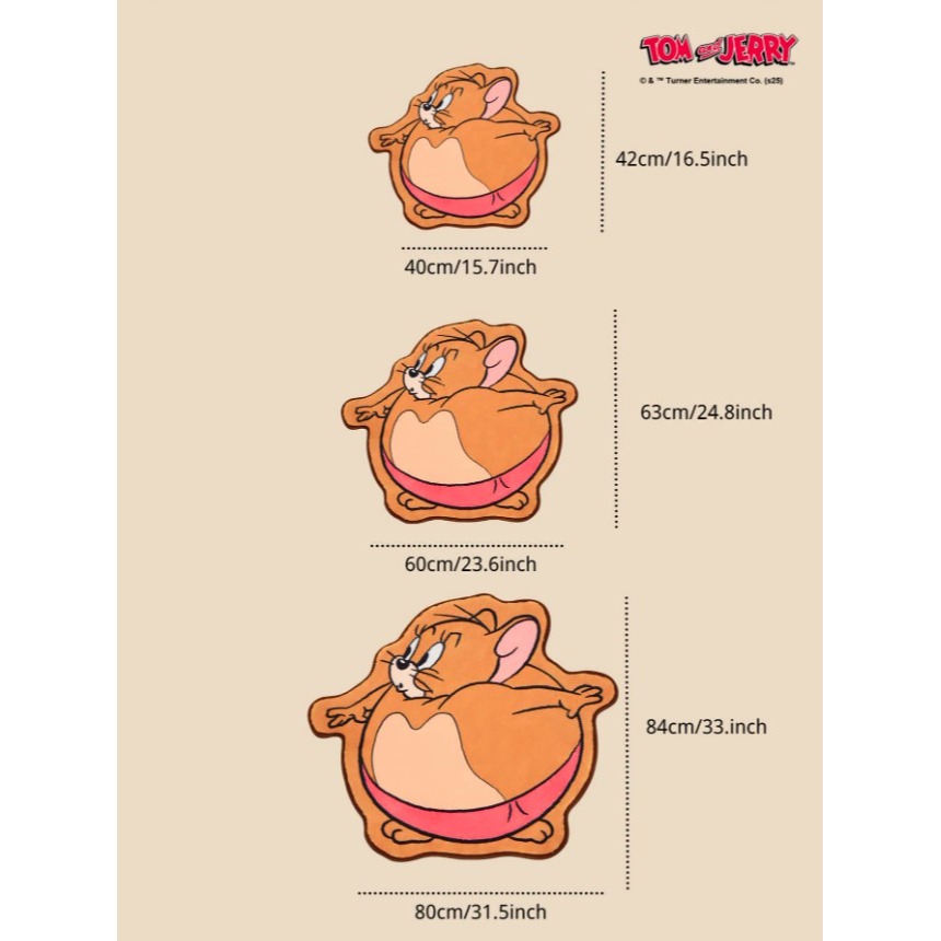 正版聯名 TOM&JERRY湯姆貓和傑利鼠 老鼠卡通柔軟毛絨地墊 地毯裝飾-細節圖6