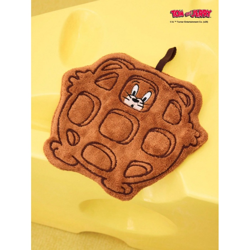 正版聯名 TOM&JERRY湯姆貓和傑利鼠 老鼠卡通華夫餅乾燥性趣味擦手巾 珊瑚絨掛飾手巾毛巾-細節圖2