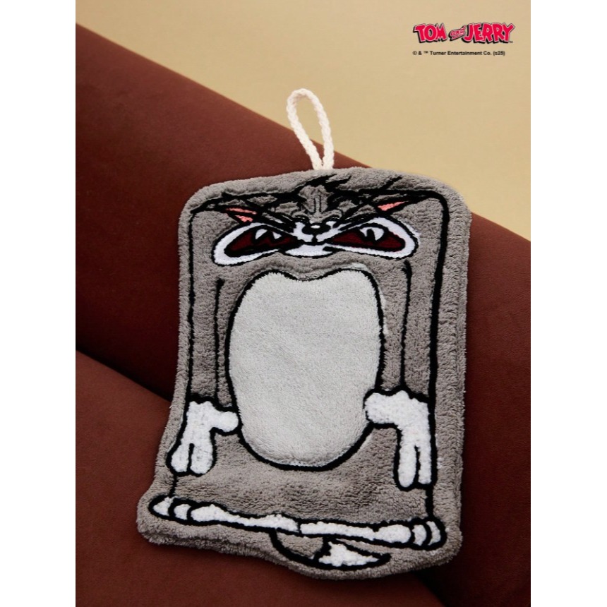 正版聯名 TOM&JERRY湯姆貓和傑利鼠 老鼠卡通華夫餅乾燥性趣味擦手巾 珊瑚絨掛飾手巾毛巾-細節圖3