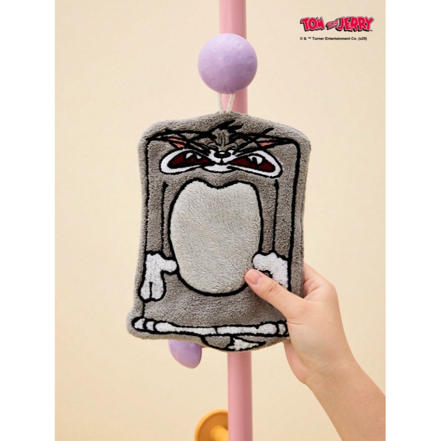 正版聯名 TOM&JERRY湯姆貓和傑利鼠 老鼠卡通華夫餅乾燥性趣味擦手巾 珊瑚絨掛飾手巾毛巾-細節圖8