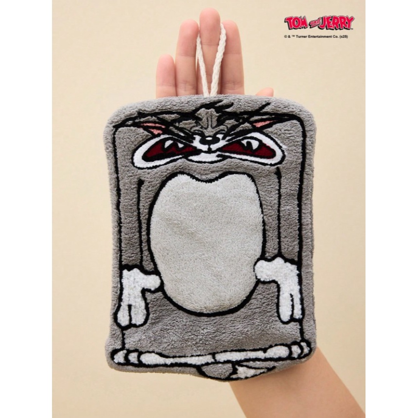 正版聯名 TOM&JERRY湯姆貓和傑利鼠 老鼠卡通華夫餅乾燥性趣味擦手巾 珊瑚絨掛飾手巾毛巾-細節圖9