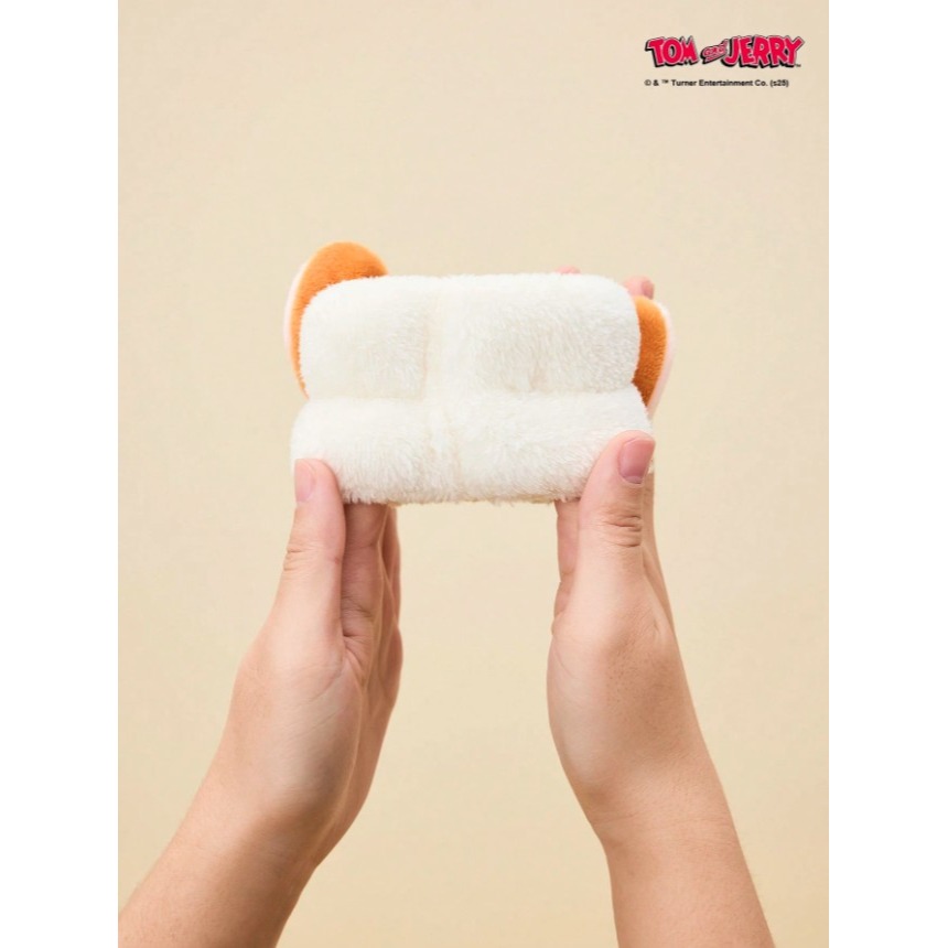 正版聯名 TOM&JERRY湯姆貓和傑利鼠 2入組老鼠圖案毛絨洗臉伸縮毛巾手帶-細節圖6