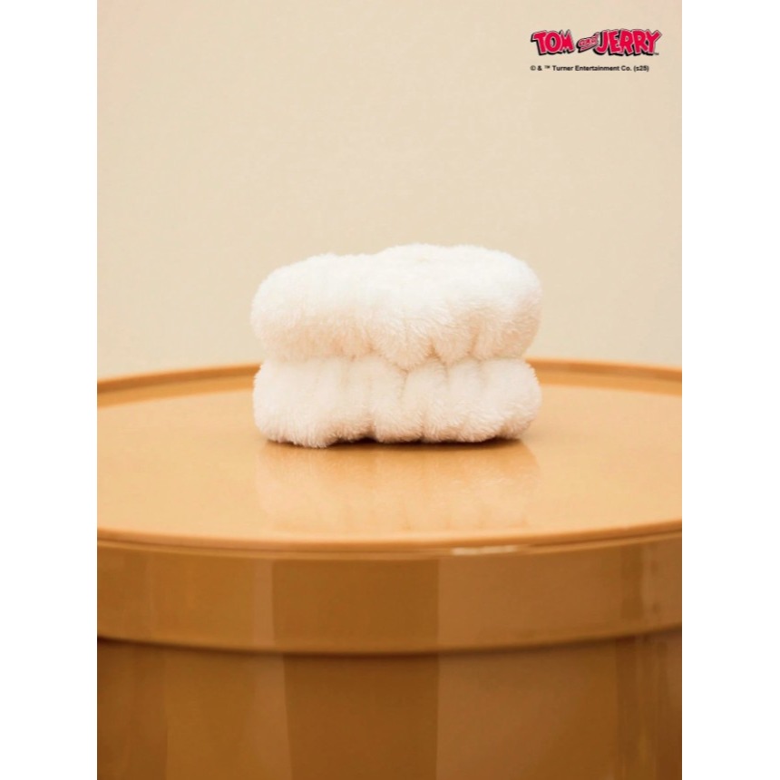 正版聯名 TOM&JERRY湯姆貓和傑利鼠 2入組老鼠圖案毛絨洗臉伸縮毛巾手帶-細節圖7