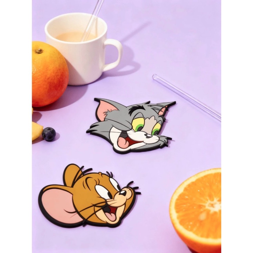 正版聯名 TOM&JERRY湯姆貓和傑利鼠 2入組卡通圖案冰箱貼 冰箱磁體裝飾-細節圖2